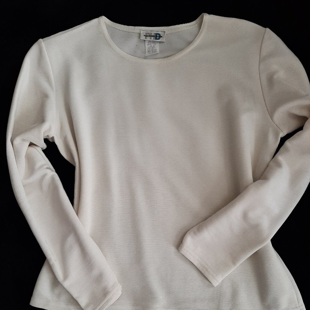 Cream Textured Long Sleeved Top